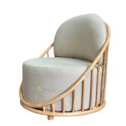 Natural Rattan Lounge Chair with Upholstered Cushion – Modern Resort Style