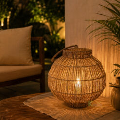 Alternative view of Artisan Jute Cord Candle Holder Lantern with Handle - Boho Table Centerpiece