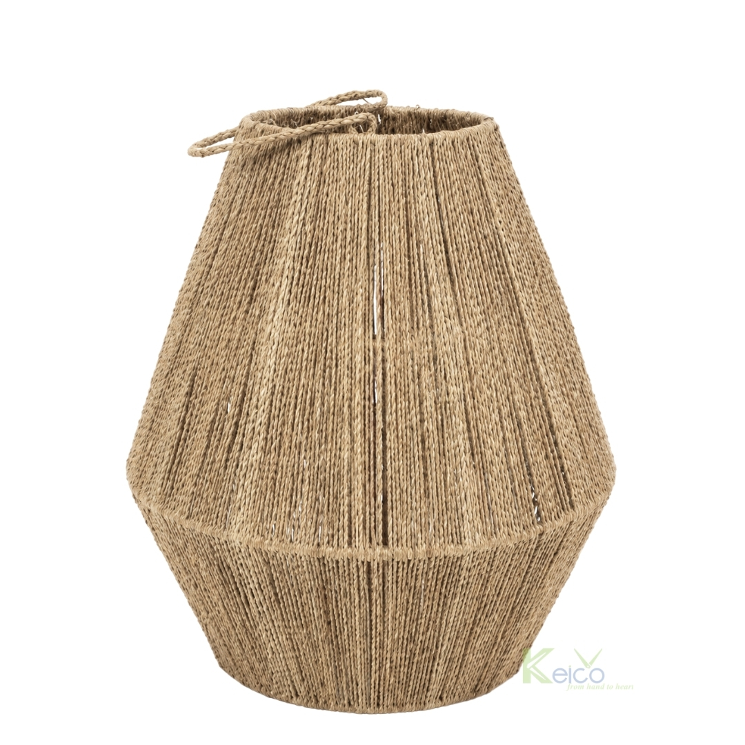 Handwoven Jute String Candle Lantern – Rustic Woven Fiber Floor & Table Candlestick Holder