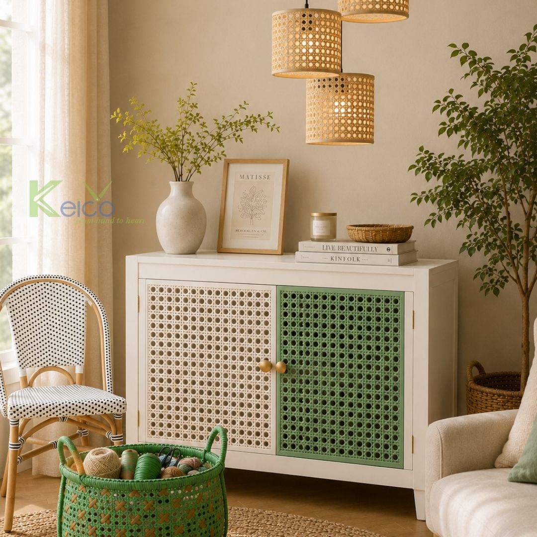 Durable Green Rattan Webbing Roll for Creative Furniture Design - Image 2
