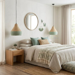 Alternative view of THandwoven Seagrass Pendant Lamp with Black Stripe Pattern (Copy)
