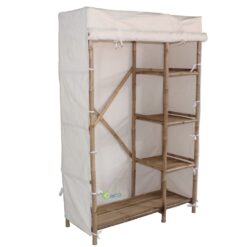 NATURAL BAMBOO WARDROBE WITH FABRIC COVER – ECO-FRIENDLY STORAGE SOLUTION FOR MODERN LIVING SPACES