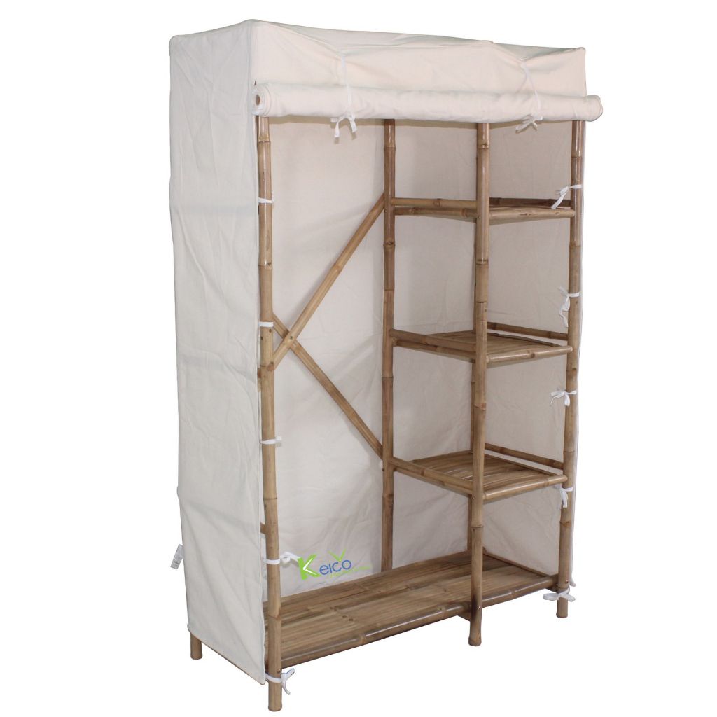 NATURAL BAMBOO WARDROBE WITH FABRIC COVER – ECO-FRIENDLY STORAGE SOLUTION FOR MODERN LIVING SPACES
