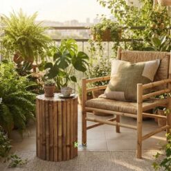 Alternative view of Natural Bamboo Side Table – Rustic Beauty, A Touch of Green for Your Living Space
