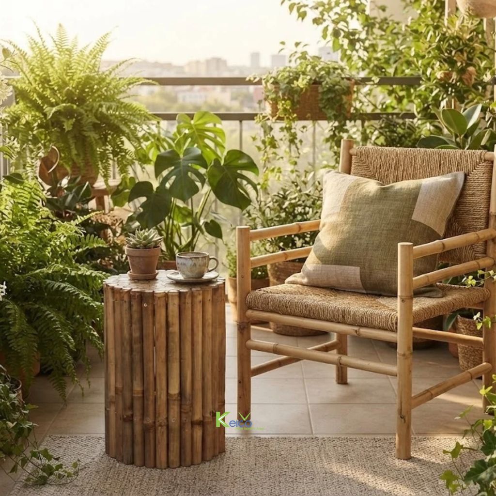 Natural Bamboo Side Table – Rustic Beauty, A Touch of Green for Your Living Space - Image 2