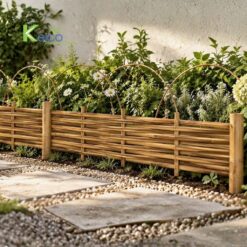 Alternative view of Keico Exquisite Hand-Woven Bamboo Garden Edging with Decorative Arches