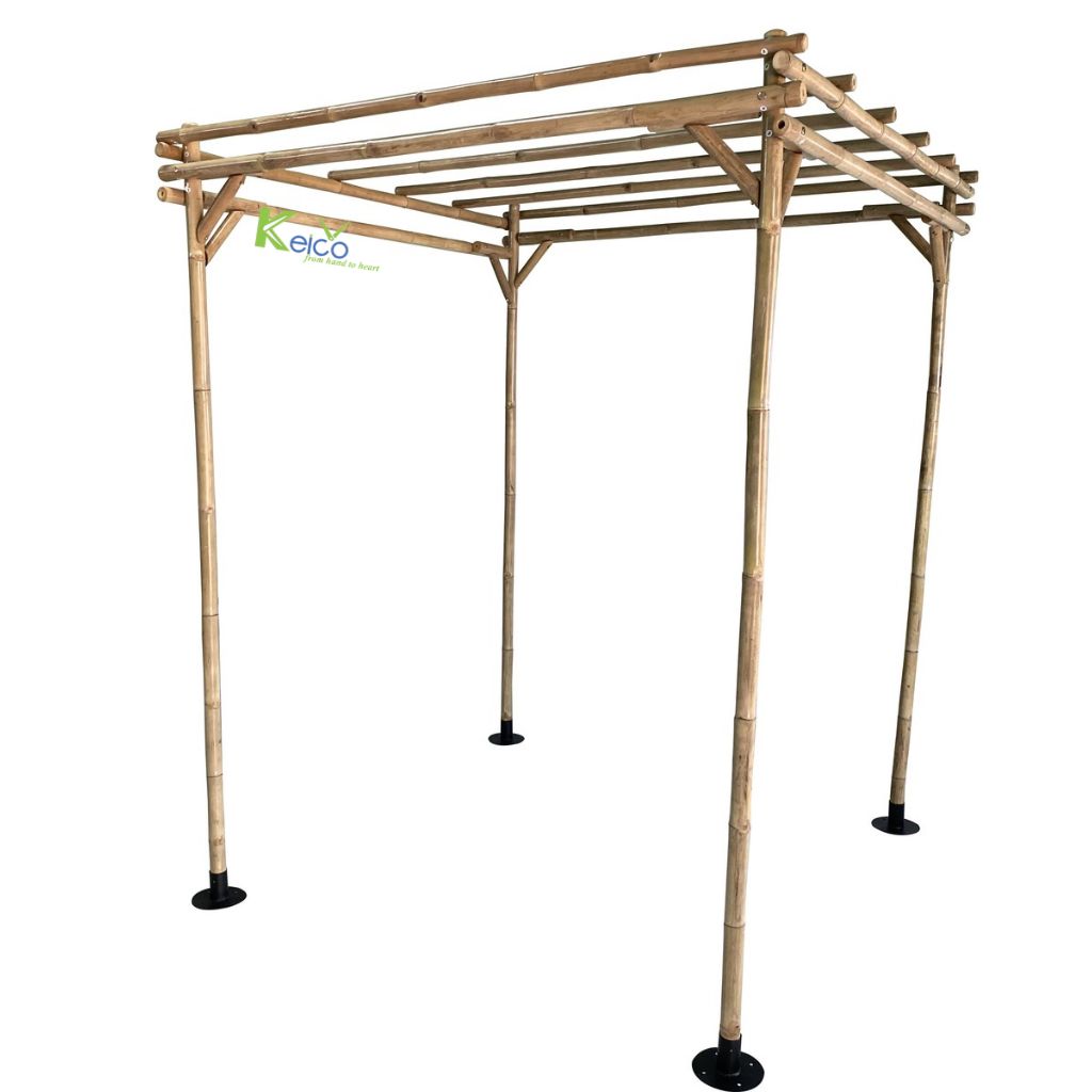 Modern Outdoor Bamboo Pergola Design, Sustainable Eco-Friendly Rooftop Garden Trend & Trendy Backyard Decor Idea